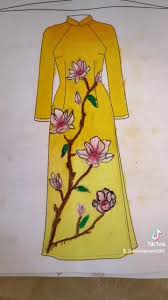cách vẽ áo dài hoa sen
