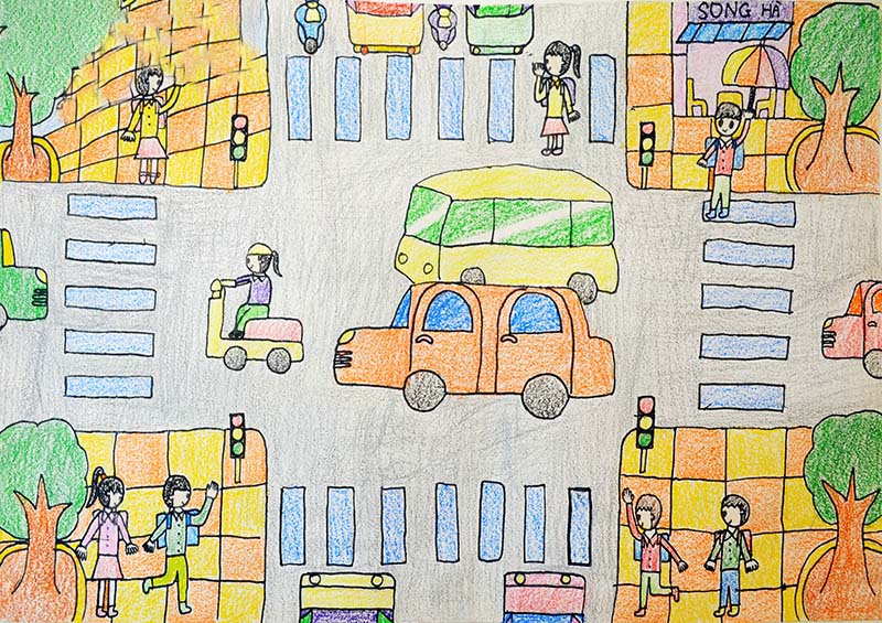 vẽ tranh an toàn giao thông lớp 7